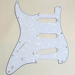 Pickguard - White Pearloid Left Handed Stratocaster Pickguard 3-Ply